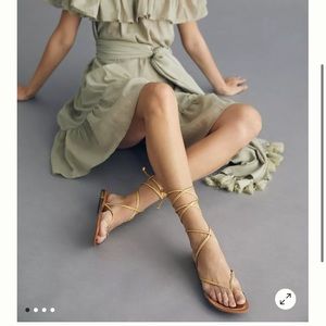 Anthropologie Vicenza Metallic Lace-Up Sandal